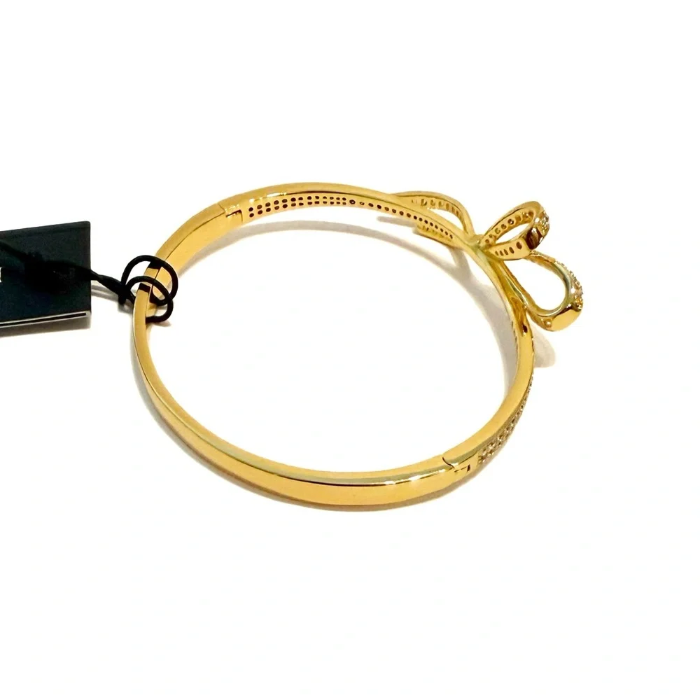 kate spade Gold Crystal Bow Bangle Bracelet NWT - Picture 4 of 8